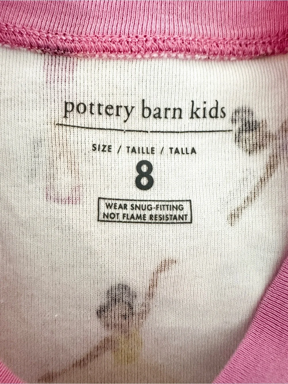Pottery Barn Kids White Ballerina Print Pajama Set Size 8